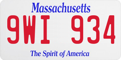 MA license plate 9WI934