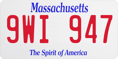 MA license plate 9WI947