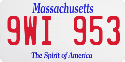 MA license plate 9WI953