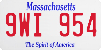 MA license plate 9WI954