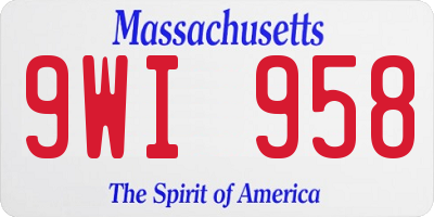 MA license plate 9WI958