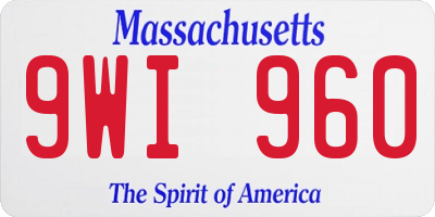 MA license plate 9WI960