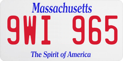 MA license plate 9WI965
