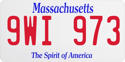 MA license plate 9WI973