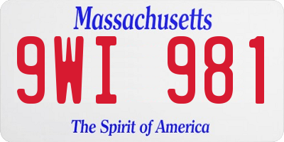 MA license plate 9WI981