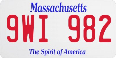 MA license plate 9WI982