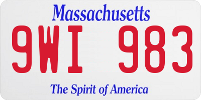 MA license plate 9WI983