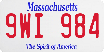 MA license plate 9WI984