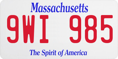 MA license plate 9WI985
