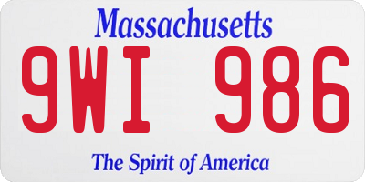 MA license plate 9WI986