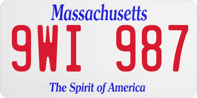 MA license plate 9WI987