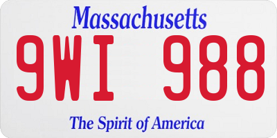 MA license plate 9WI988