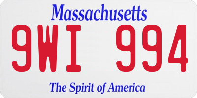MA license plate 9WI994