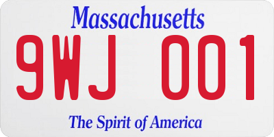 MA license plate 9WJ001