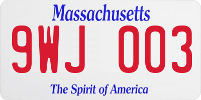 MA license plate 9WJ003