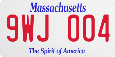 MA license plate 9WJ004