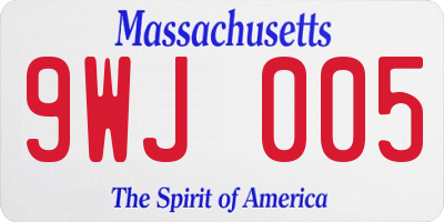 MA license plate 9WJ005