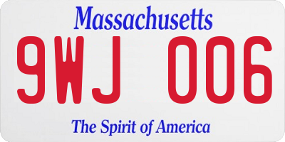 MA license plate 9WJ006