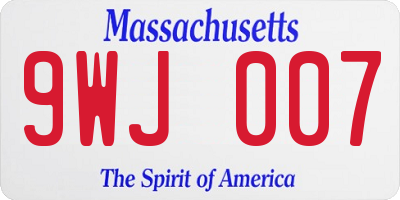 MA license plate 9WJ007