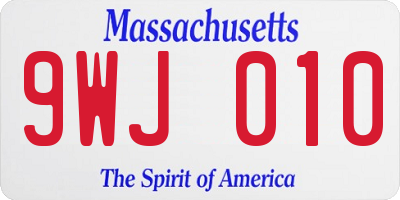 MA license plate 9WJ010