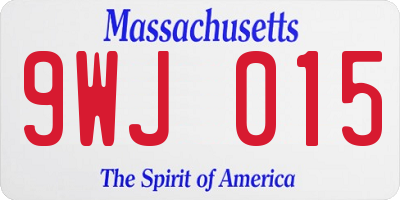 MA license plate 9WJ015