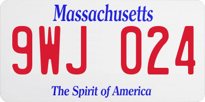 MA license plate 9WJ024