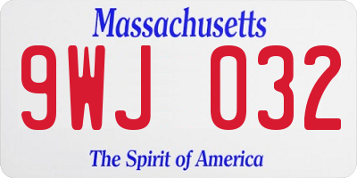 MA license plate 9WJ032