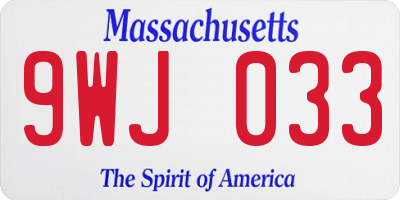 MA license plate 9WJ033