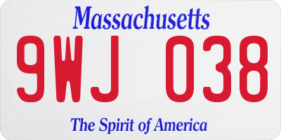MA license plate 9WJ038