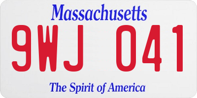 MA license plate 9WJ041