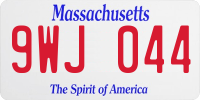 MA license plate 9WJ044