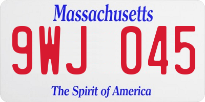 MA license plate 9WJ045