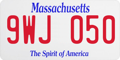 MA license plate 9WJ050