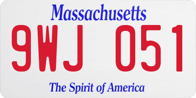 MA license plate 9WJ051