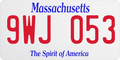 MA license plate 9WJ053