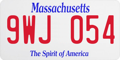 MA license plate 9WJ054