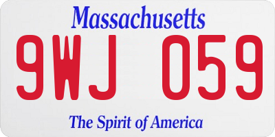 MA license plate 9WJ059