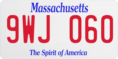 MA license plate 9WJ060