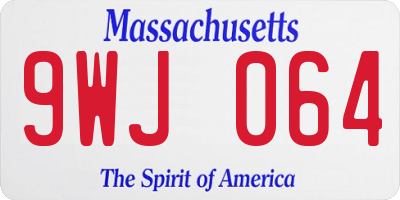 MA license plate 9WJ064