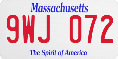 MA license plate 9WJ072
