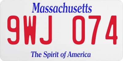MA license plate 9WJ074