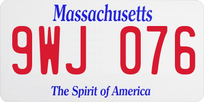 MA license plate 9WJ076