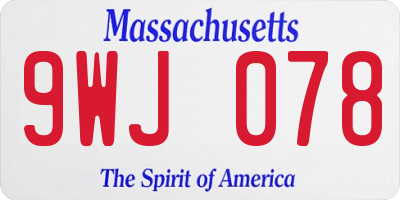 MA license plate 9WJ078