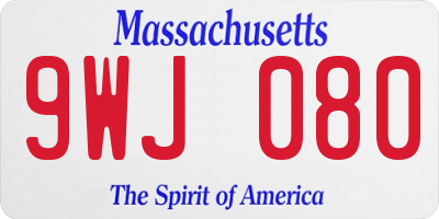 MA license plate 9WJ080