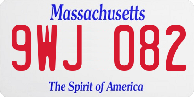 MA license plate 9WJ082