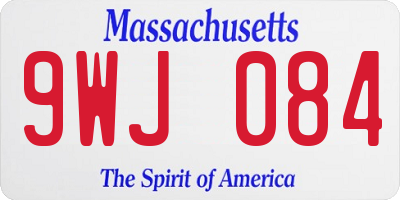 MA license plate 9WJ084