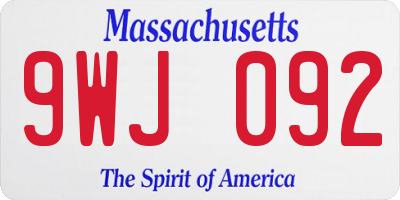 MA license plate 9WJ092