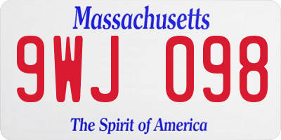 MA license plate 9WJ098