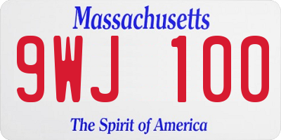 MA license plate 9WJ100