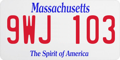 MA license plate 9WJ103